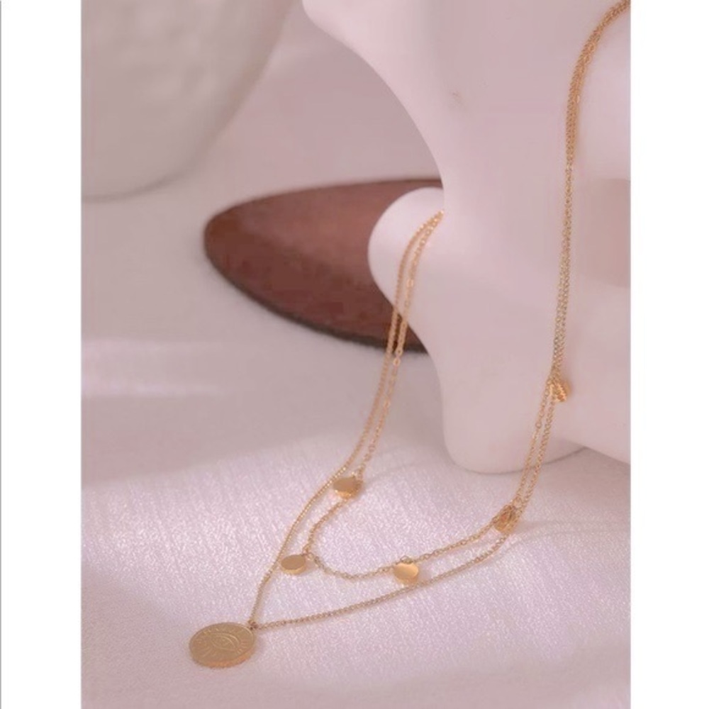18K Gold Plated Eye Coin Necklace